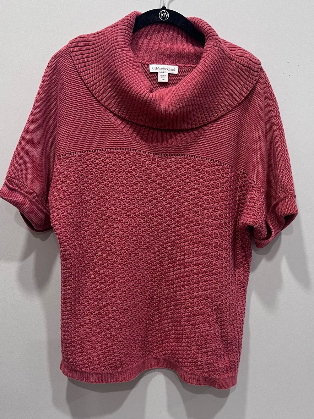 Coldwater Creek Rose Short-Sleeve Cowl Neck Sweater